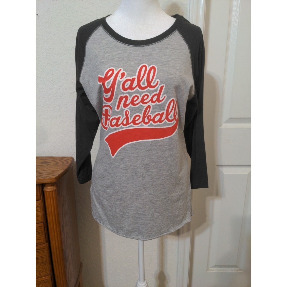 Women's Long Sleeve Baseball Shirt. Y'all Need Baseball. Size M
